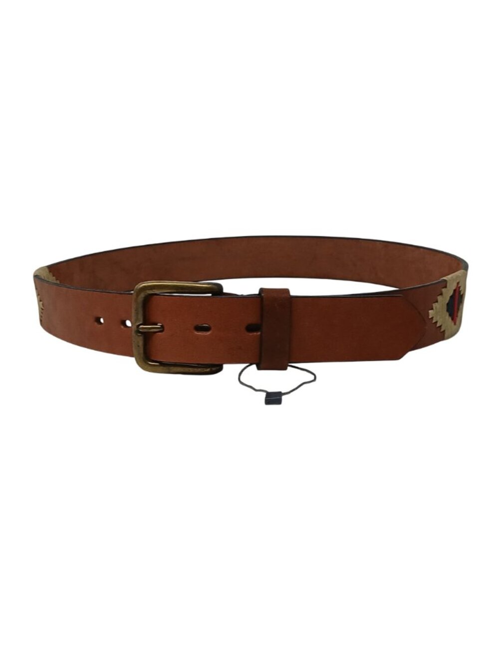 Gaucho Brown Leather Belt 90 cm Sz 35 Embroidered Western Tribal w/Buckle #D35H - Picture 5 of 11
